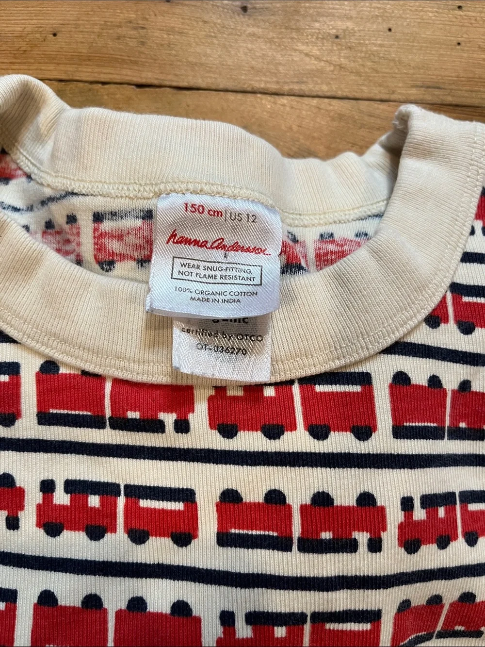 HANNA ANDERSSON 150 Train Print Organic Cotton Pajama Set